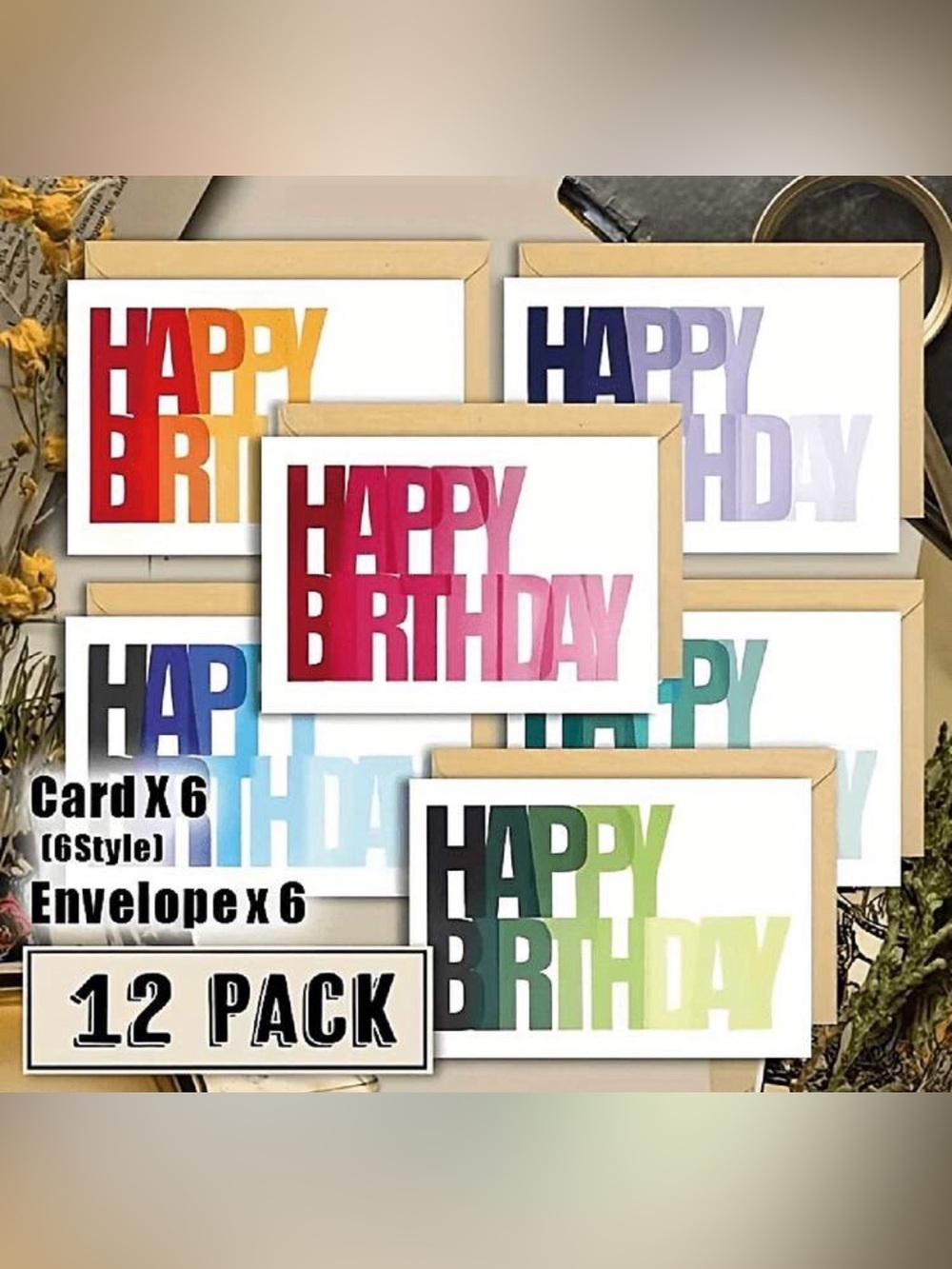 NEW Set of Colorful 'Happy Birthday' Art Prints - Multi-Color